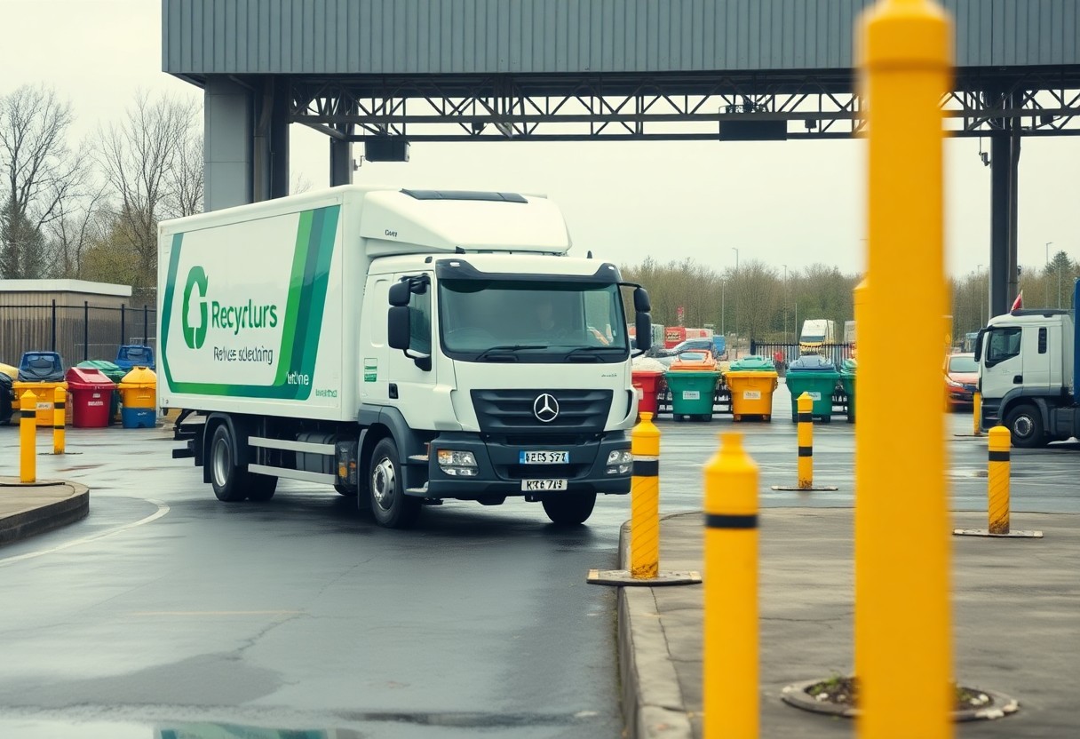 Refuse lorry on a weighbridge at a recycling centre
